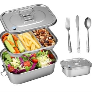 Metal Bento Lunchbox With Silverware